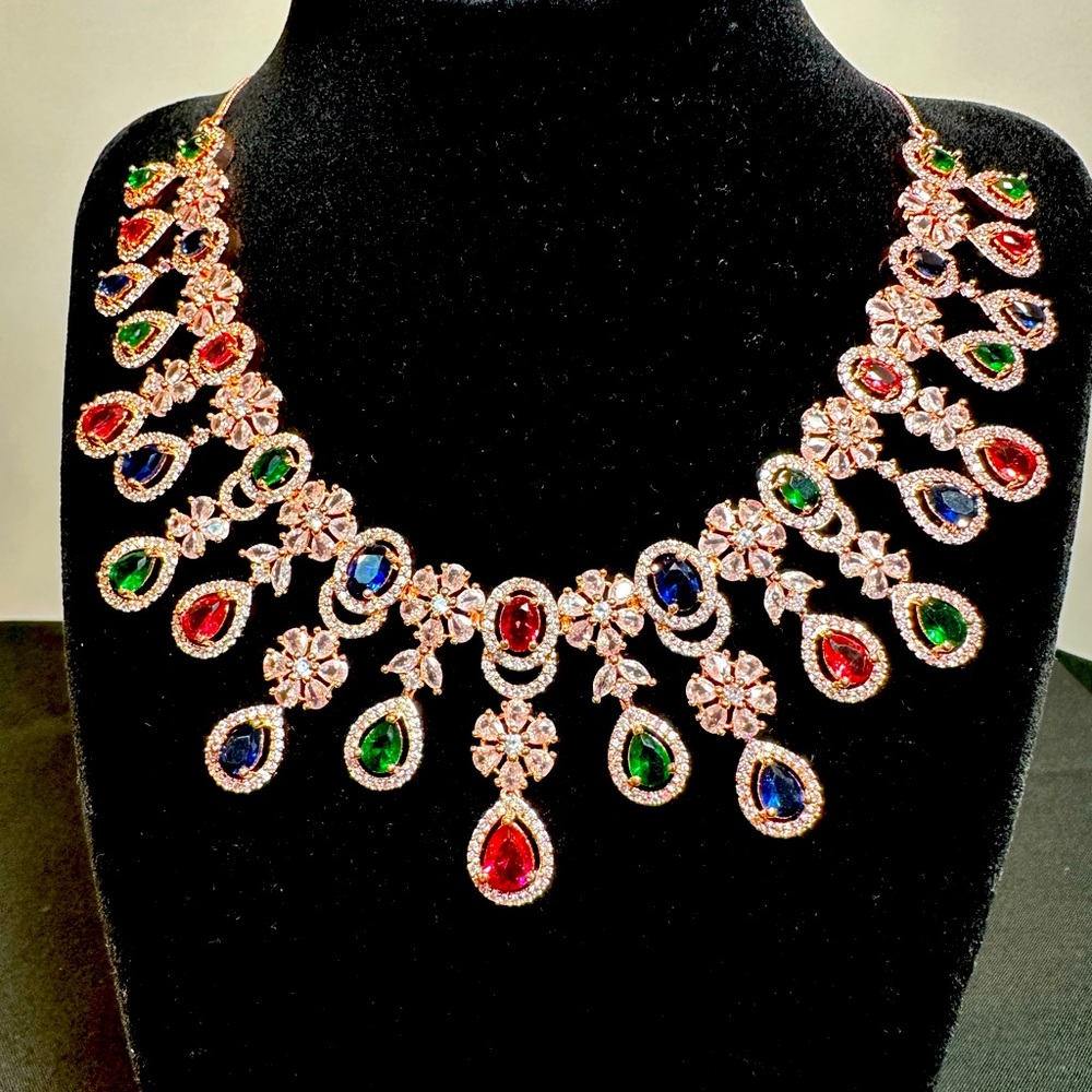 Beautiful multi color American Diamond necklace set